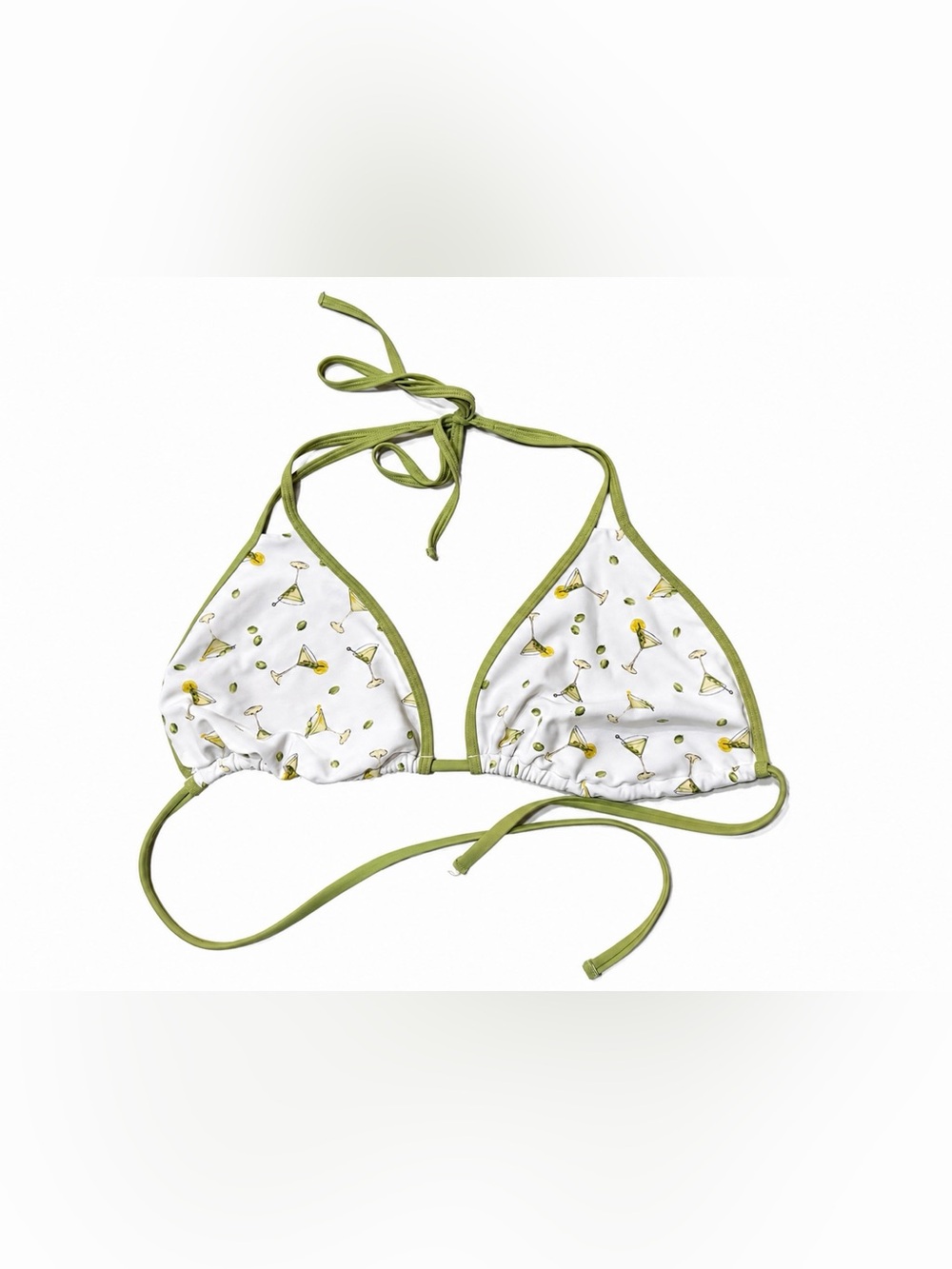 Abercrombie & Fitch White Bikini Top with Olive Green Trim